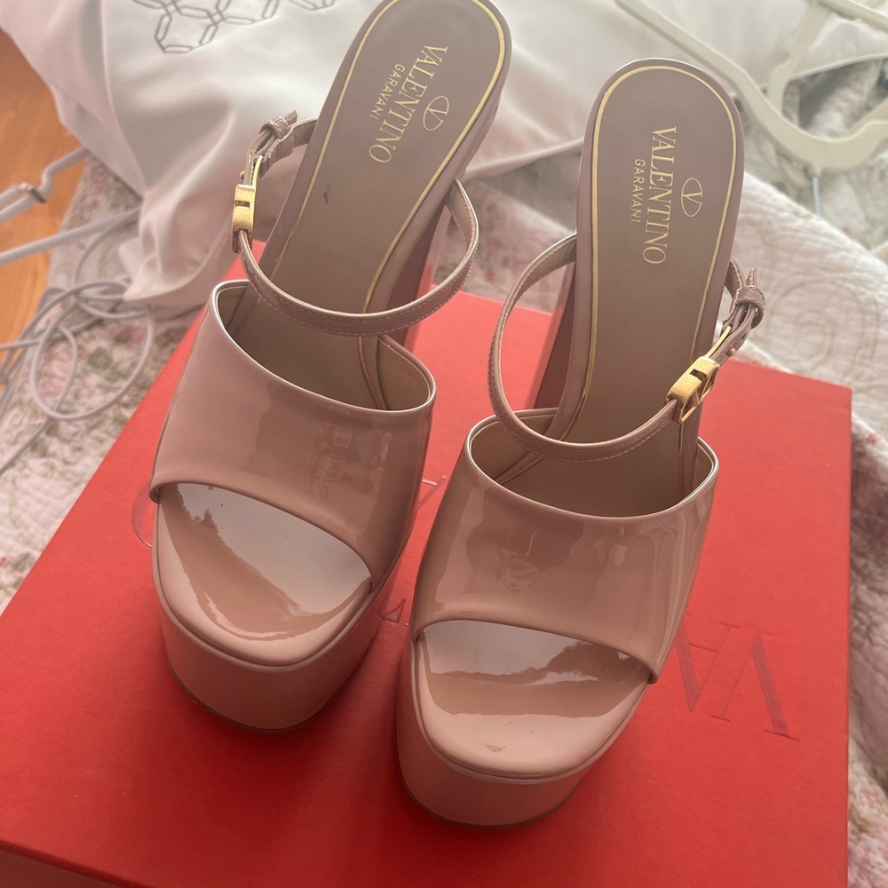 Valentino Platform Mule Heels Nude